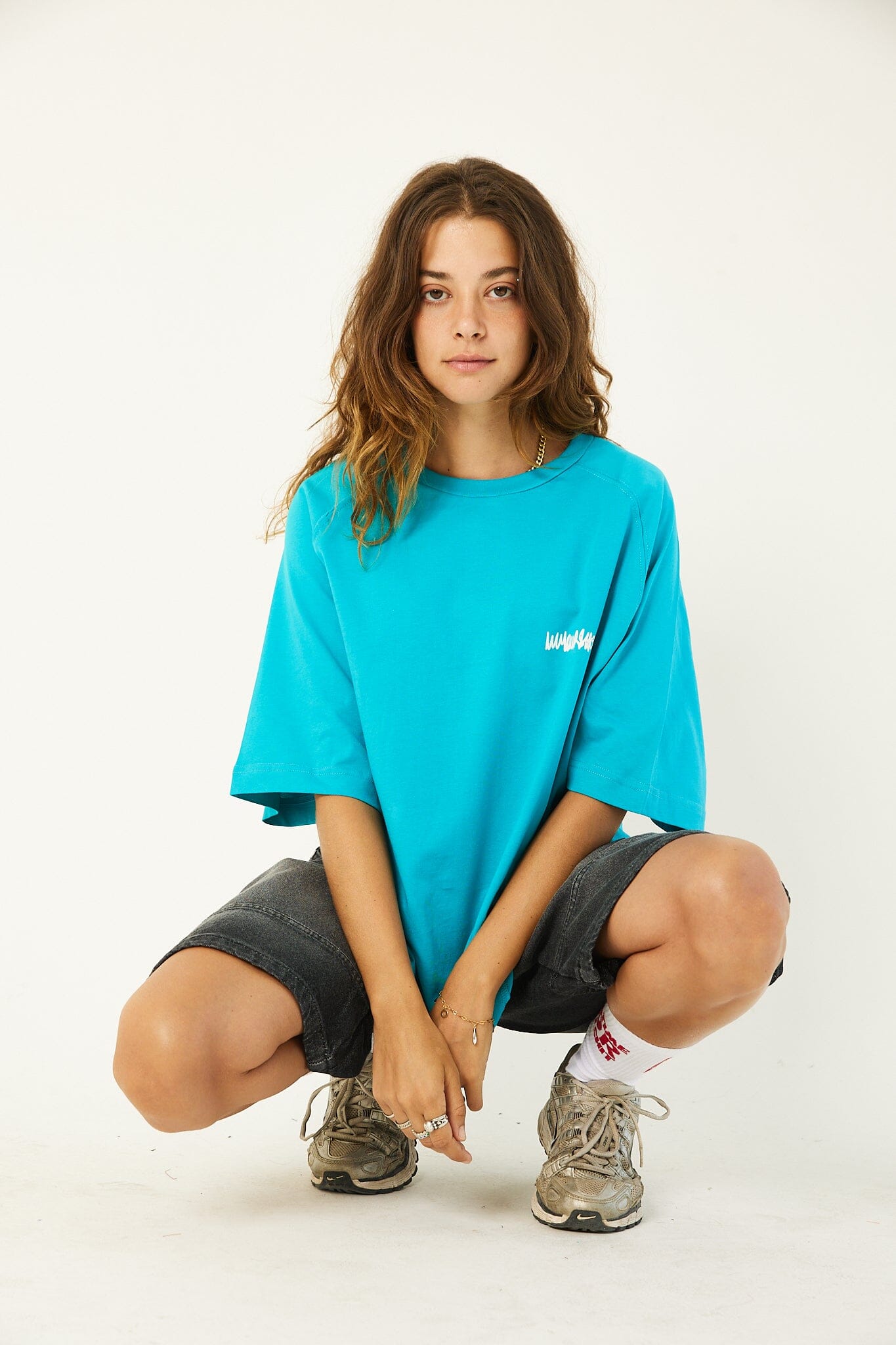 Turquoise IYS Printed Boxy Fit Tee Printed Boxy Tee IN YOUR SHOE S 