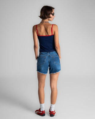 Unfinished Dark Blue Denim Shorts Denim Short IN YOUR SHOE 