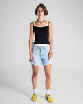 Unfinished Light Blue Denim Shorts