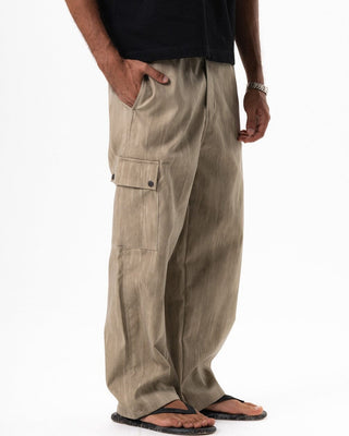 Washed Khaki Wide Leg Cargo Pants Pants IN YOUR SHOE 