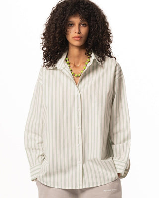 White and Green Striped Oversized Shirt Oversized Shirts IN YOUR SHOE M 