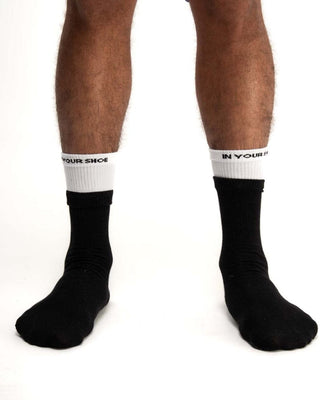 White Black Double Layered Neck Socks Neck Socks IN YOUR SHOE 