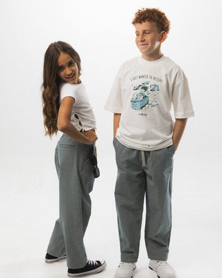 White & Blue Striped Kids Super Oversized Jeans Kids Jeans IN YOUR SHOE 4-5 