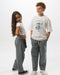 White & Blue Striped Kids Super Oversized Jeans