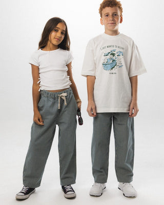 White & Blue Striped Kids Super Oversized Jeans Kids Jeans IN YOUR SHOE 2-3 