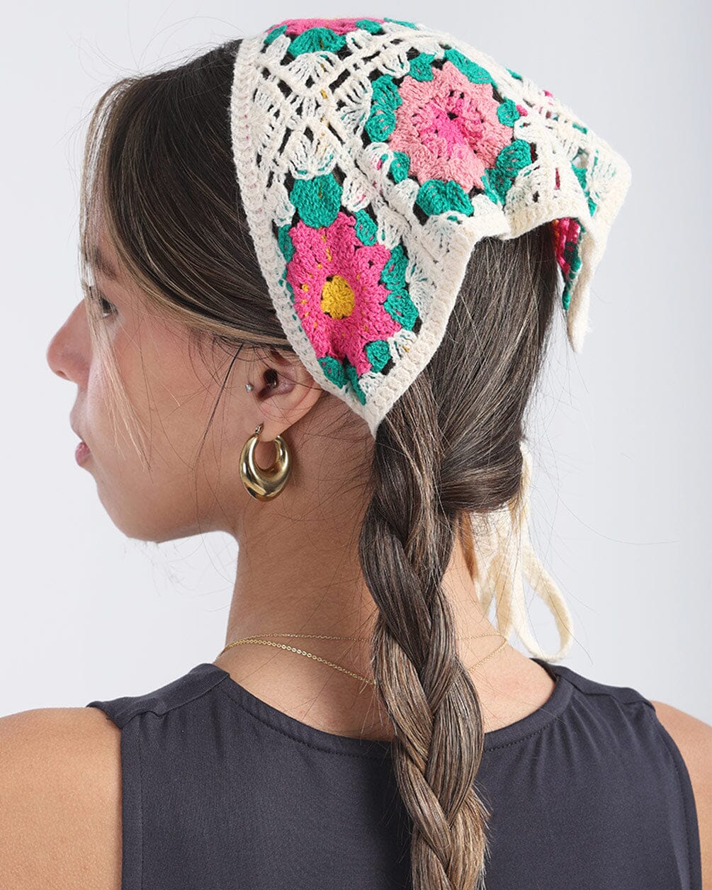 White Crochet Flower Bandana Bandana IN YOUR SHOE 