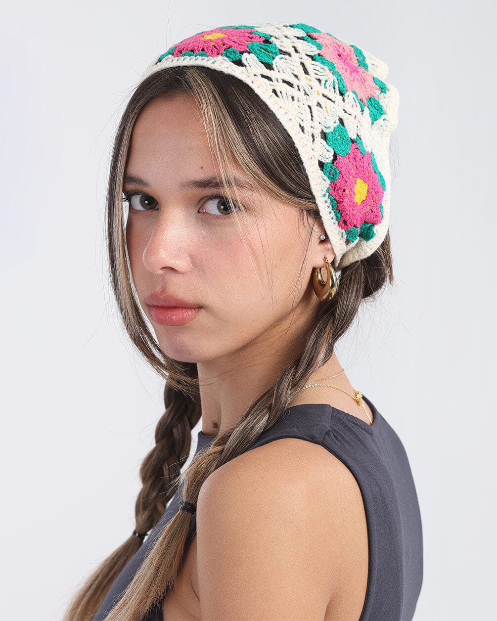 White Crochet Flower Bandana Bandana IN YOUR SHOE 