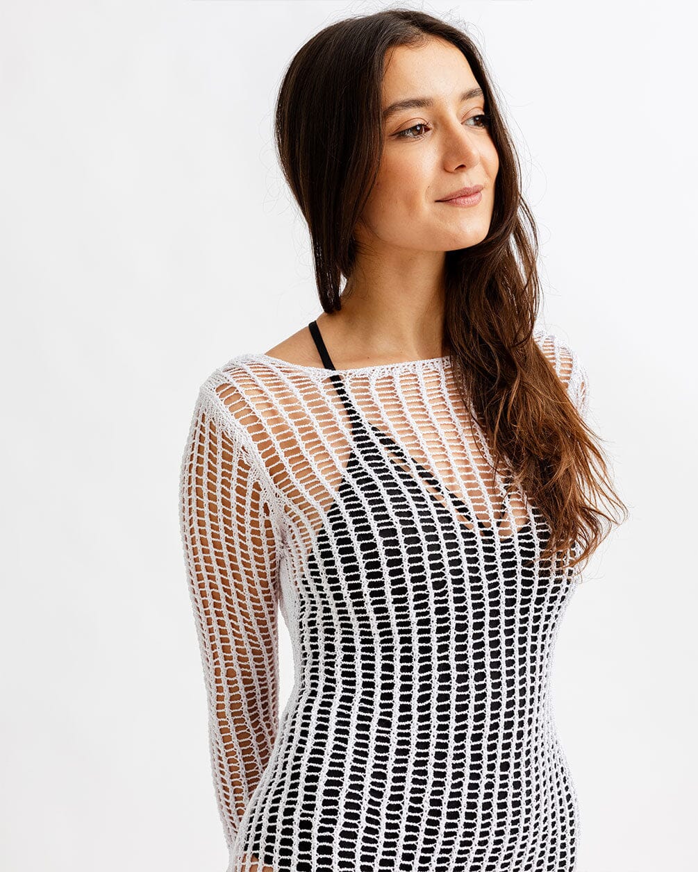 White Knitted Fishnet Dress S-M White Knitted Fishnet Dress S-M