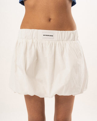 White Mini Balloon Skirt Skirt IN YOUR SHOE L 