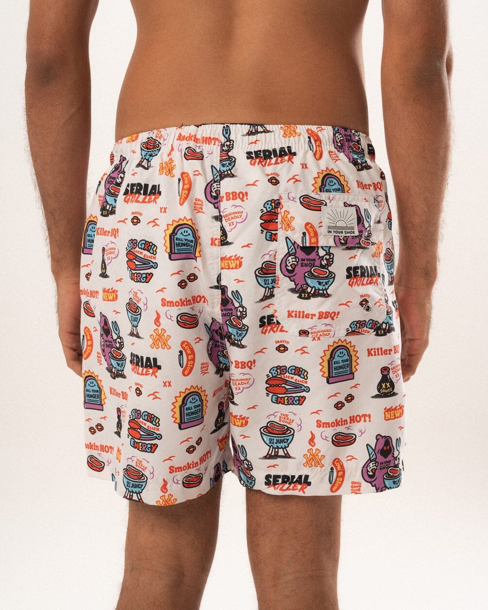 White Serial Griller Swim Shorts Swim Shorts IN YOUR SHOE M 