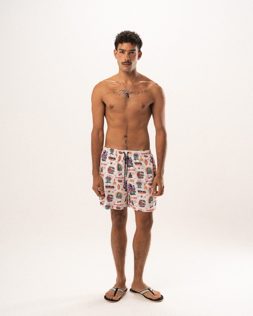 White Serial Griller Swim Shorts Swim Shorts IN YOUR SHOE XL 
