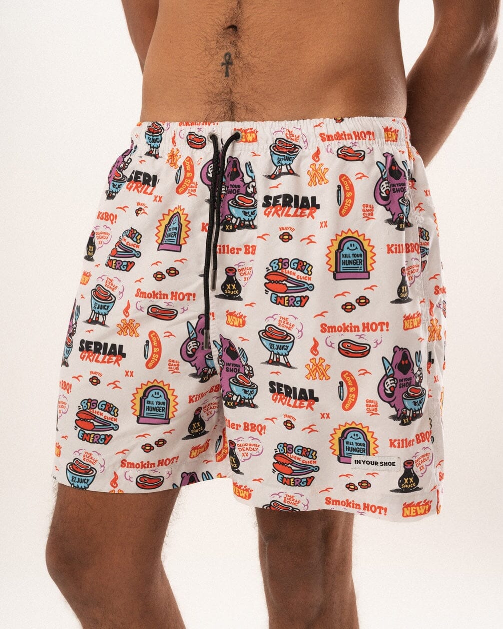 White Serial Griller Swim Shorts Swim Shorts IN YOUR SHOE S 