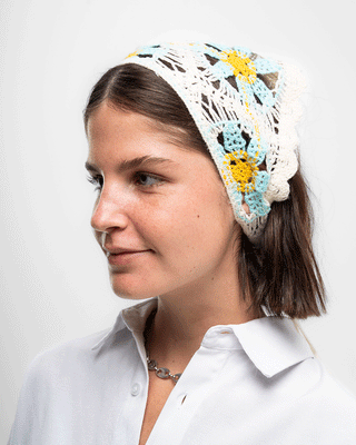 White Sunflower Crochet Bandana Bandana IN YOUR SHOE 