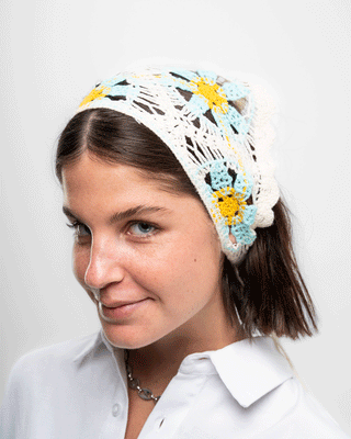 White Sunflower Crochet Bandana Bandana IN YOUR SHOE 