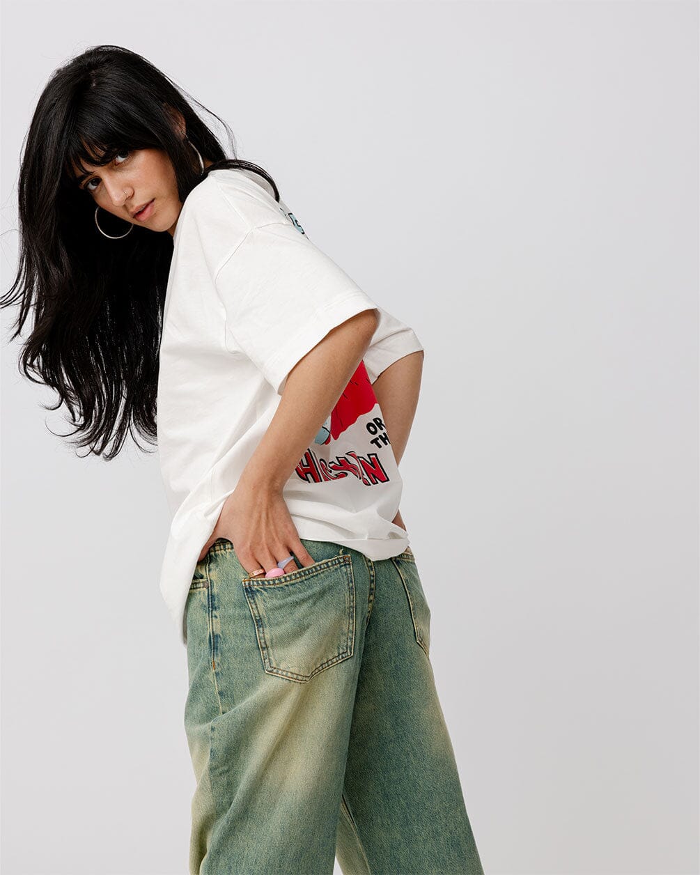Who Came First Printed Oversized Tee Printed Oversized Tees In Your Shoe 
