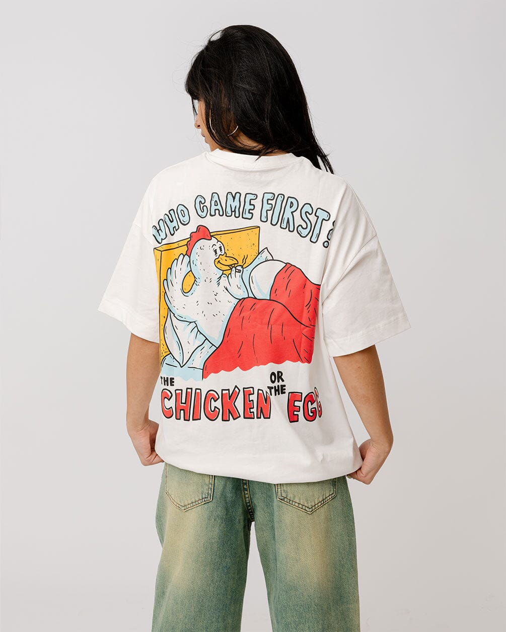 Who Came First Printed Oversized Tee Printed Oversized Tees In Your Shoe 
