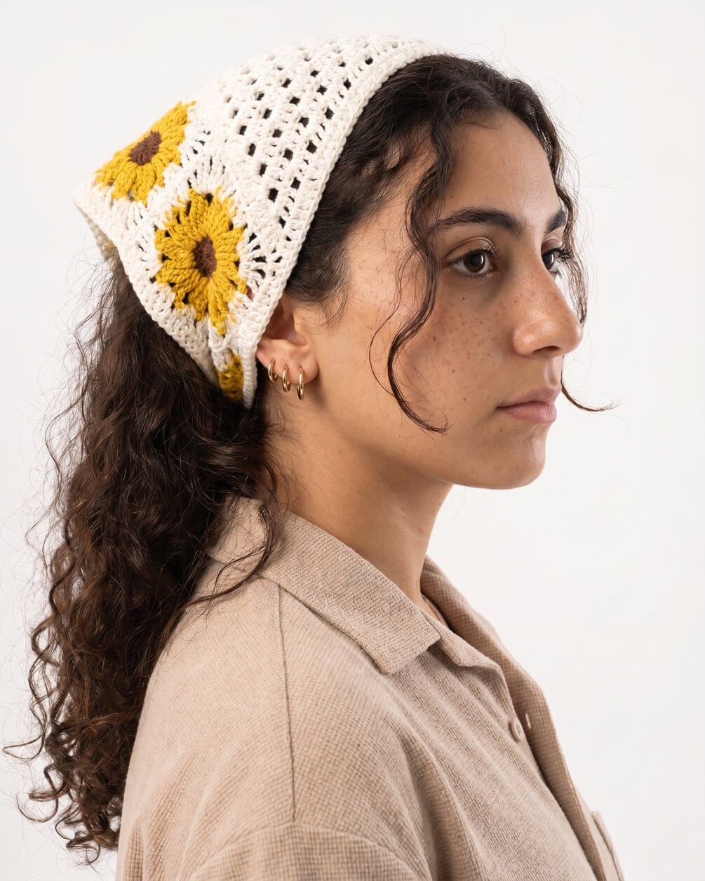Yellow Daisy Crochet Bandana Bandana IN YOUR SHOE 