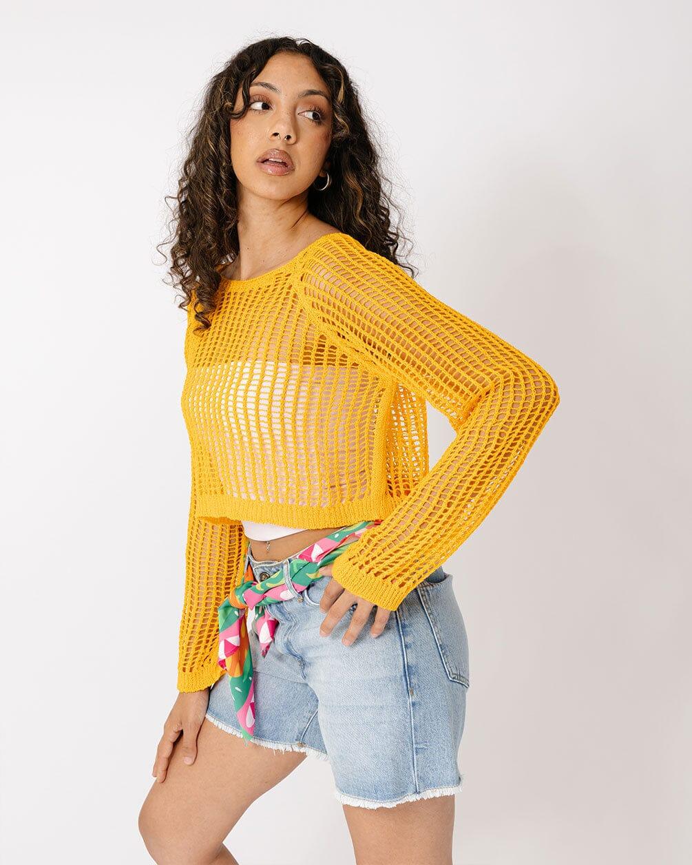 Yellow Fishnet Top Fishnet Top IN YOUR SHOE 