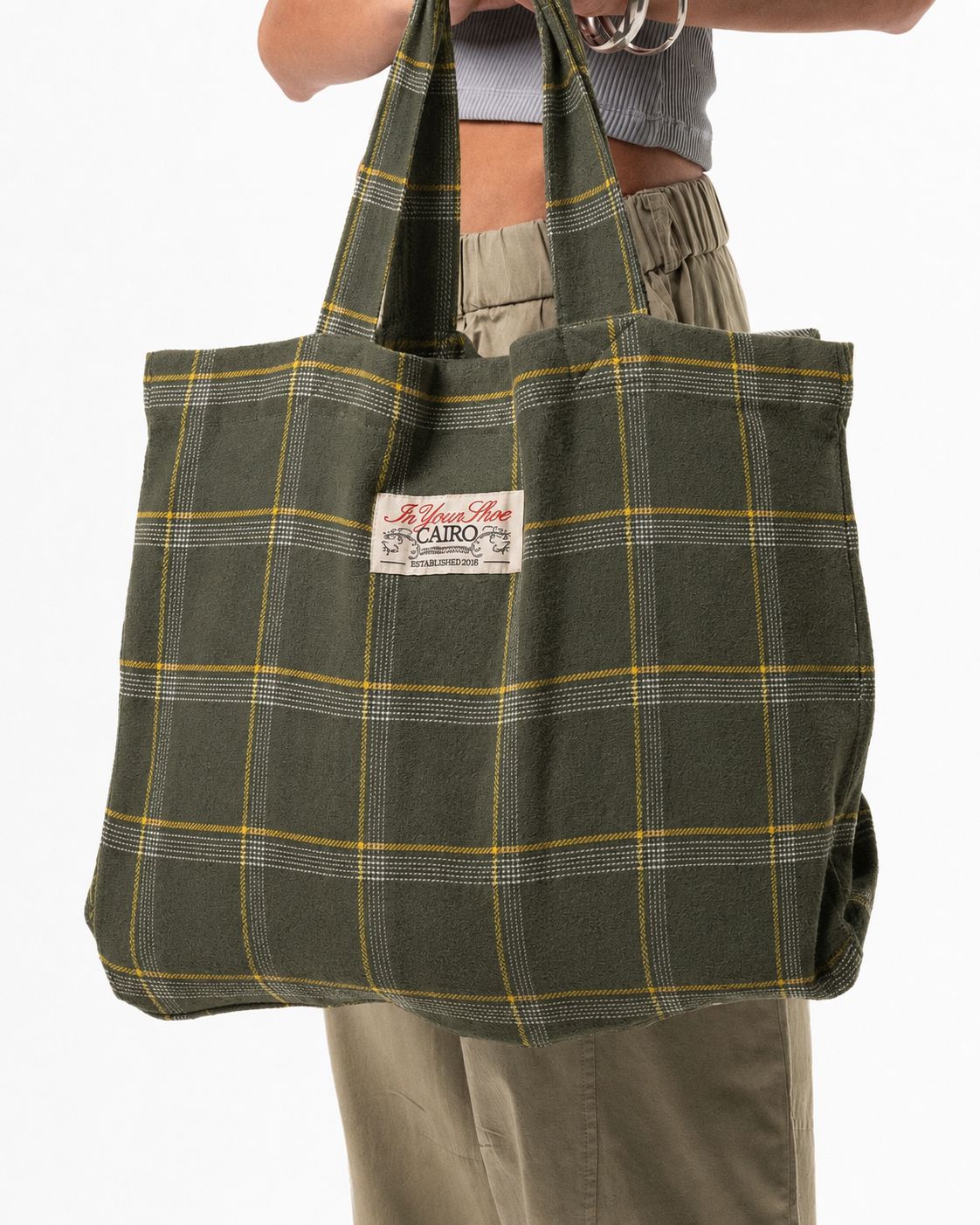 Yellow Plaid Tote Bag Wool Tote Bag IN YOUR SHOE 