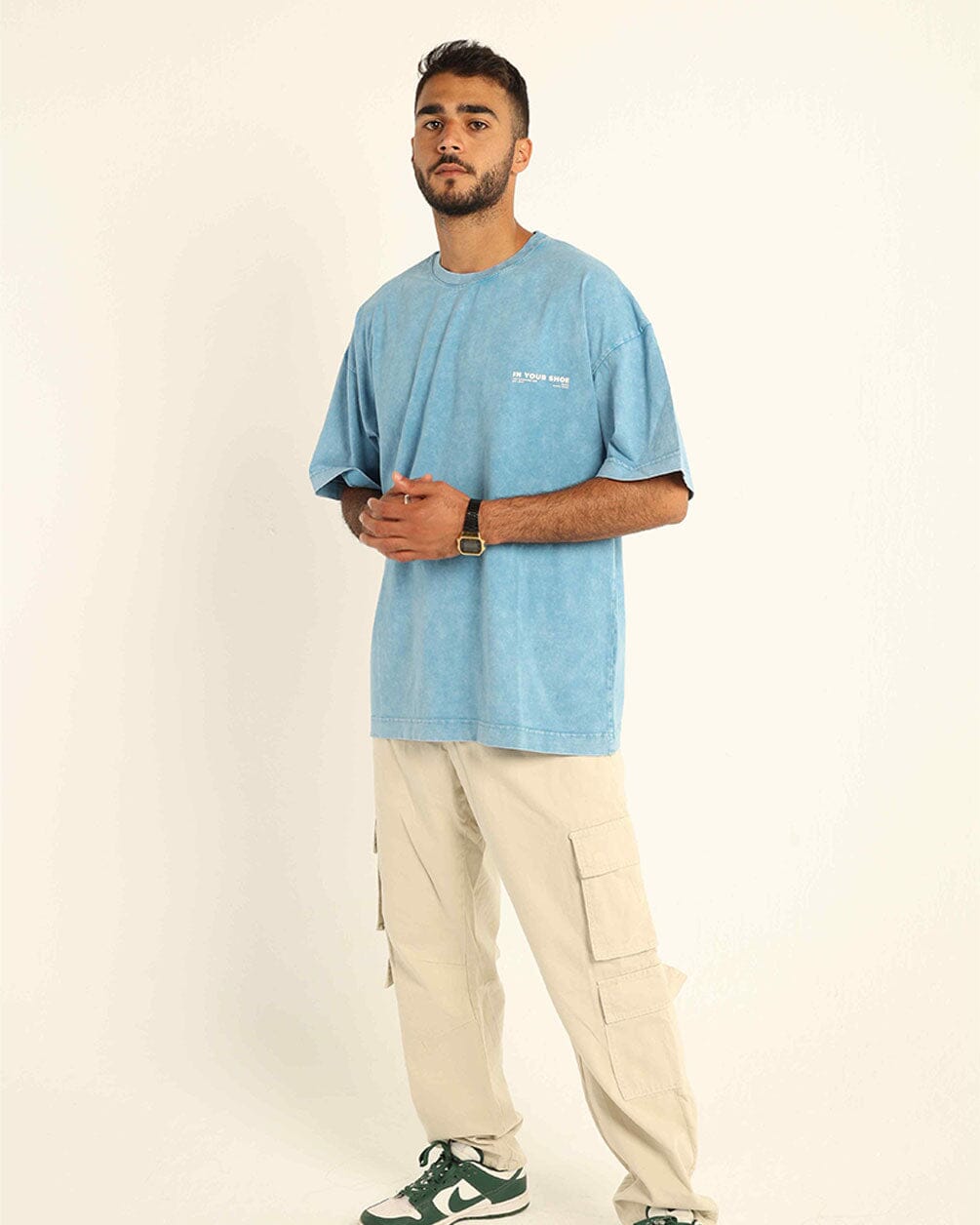 Baby Blue Acid Washed Oversized Tee Washed Oversized Tee IN YOUR SHOE L 