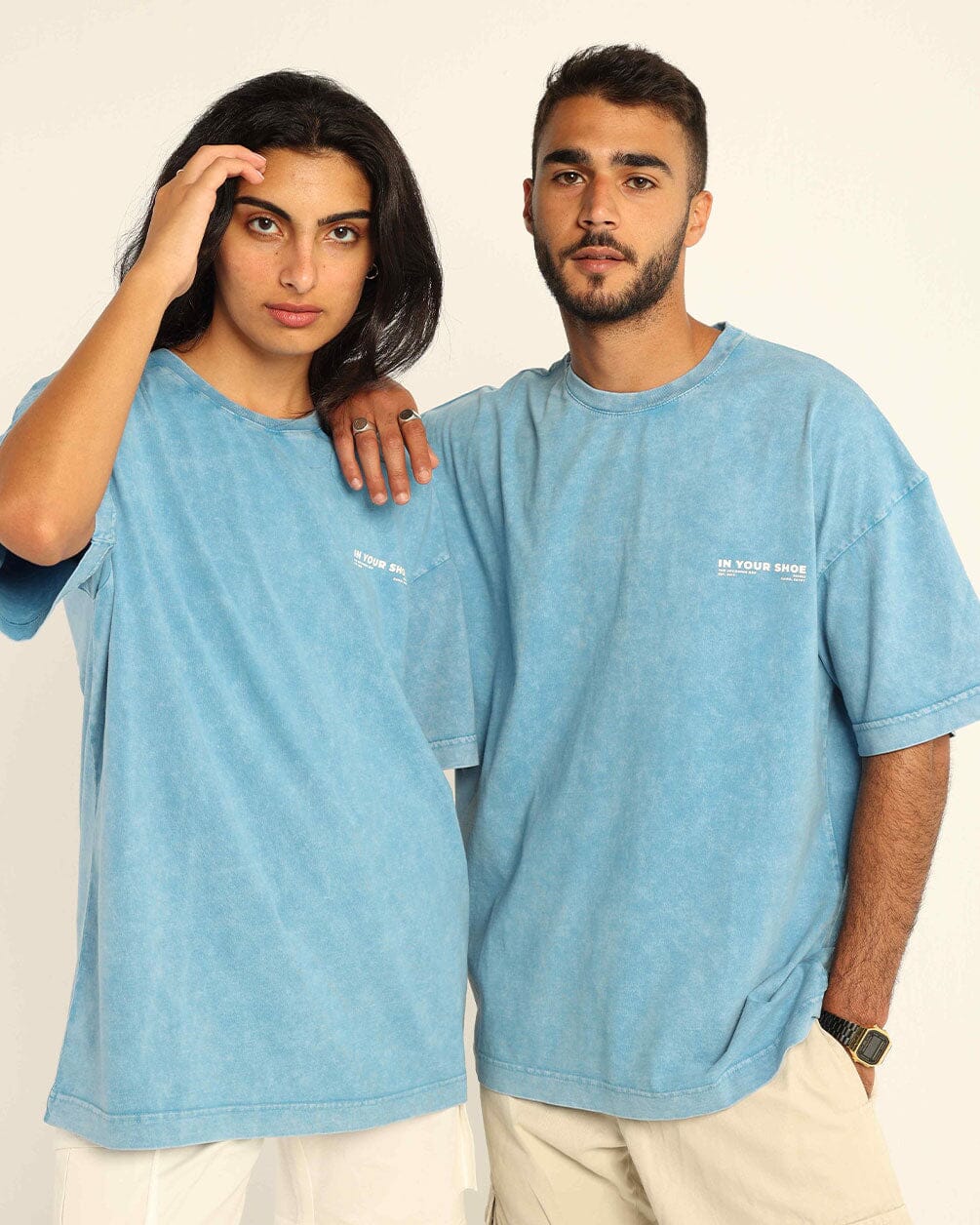 Baby Blue Acid Washed Oversized Tee Washed Oversized Tee IN YOUR SHOE XS 