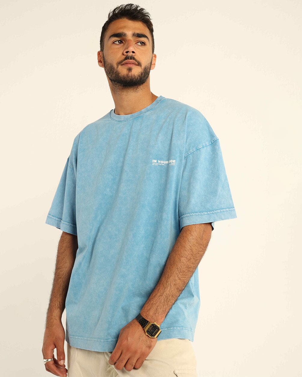 Baby Blue Acid Washed Oversized Tee Washed Oversized Tee IN YOUR SHOE M 
