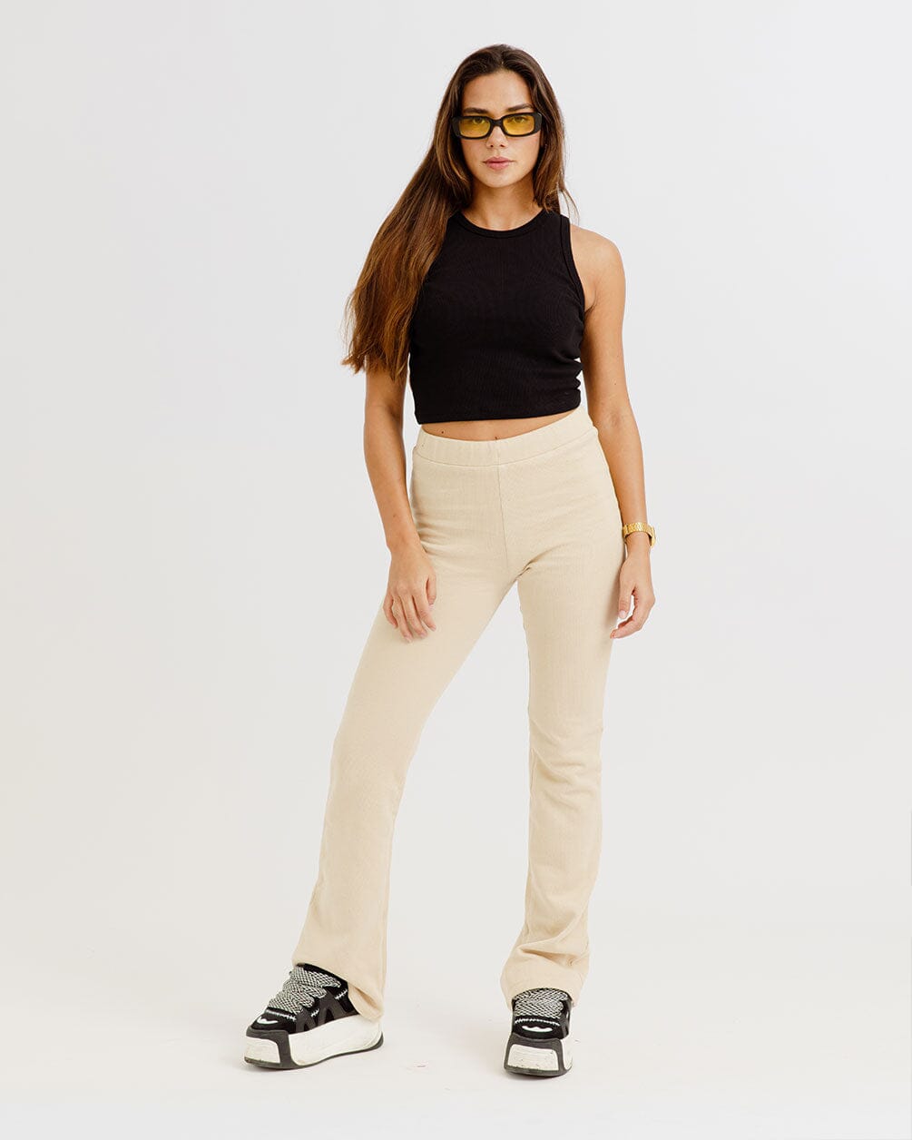 Beige Flare Pants Flare Pants IN YOUR SHOE 