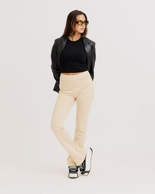 Beige Flare Pants Flare Pants IN YOUR SHOE S 
