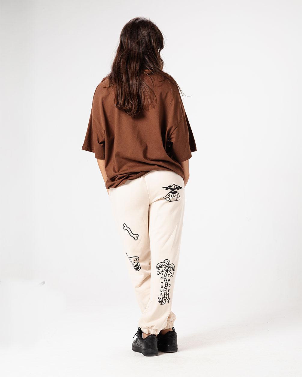 Beige Printed Swants (Sweatpants) Swants IN YOUR SHOE 
