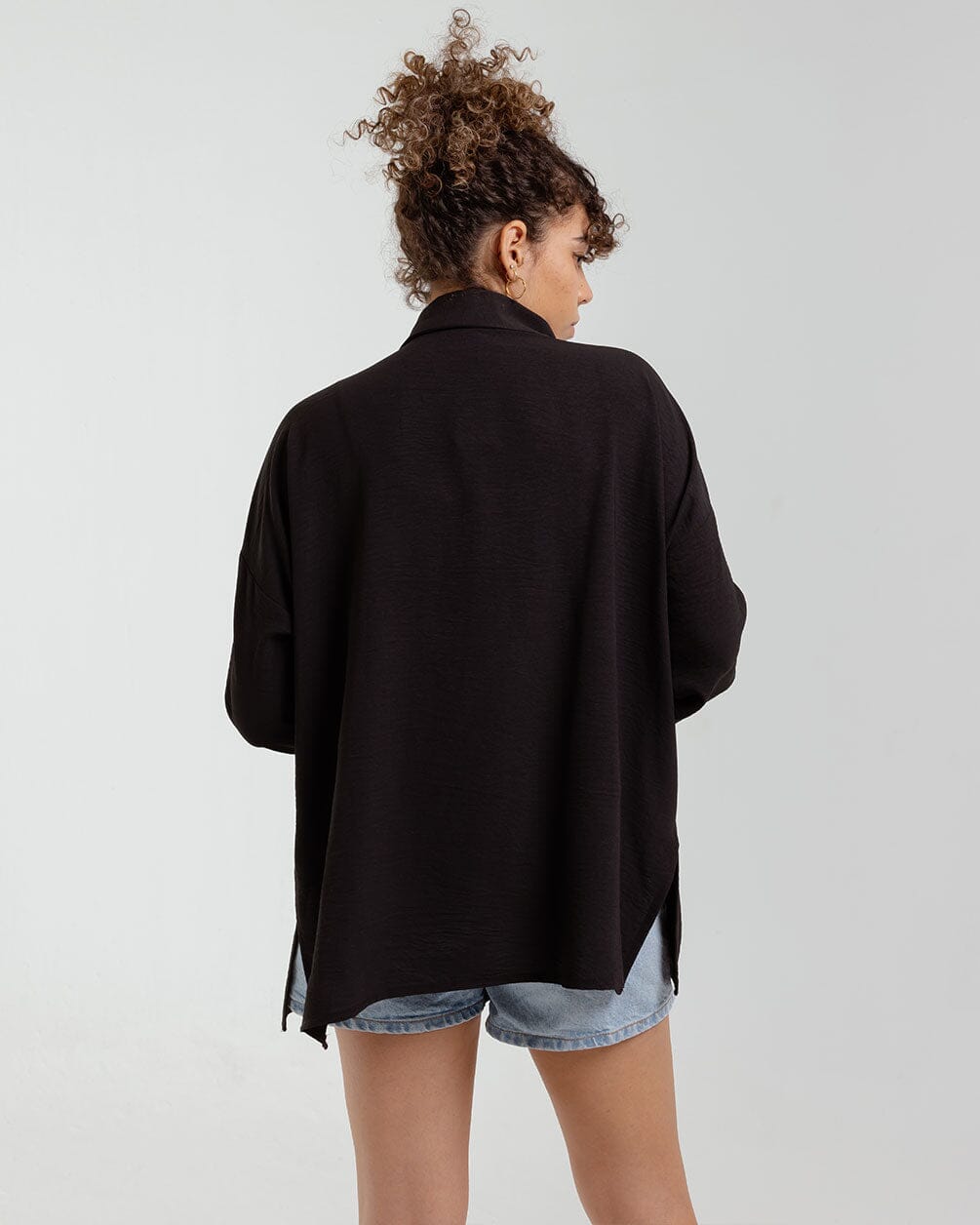 Black oversized shirt womens best sale