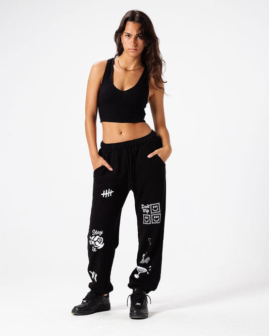 Logo Print Black Sweatpant