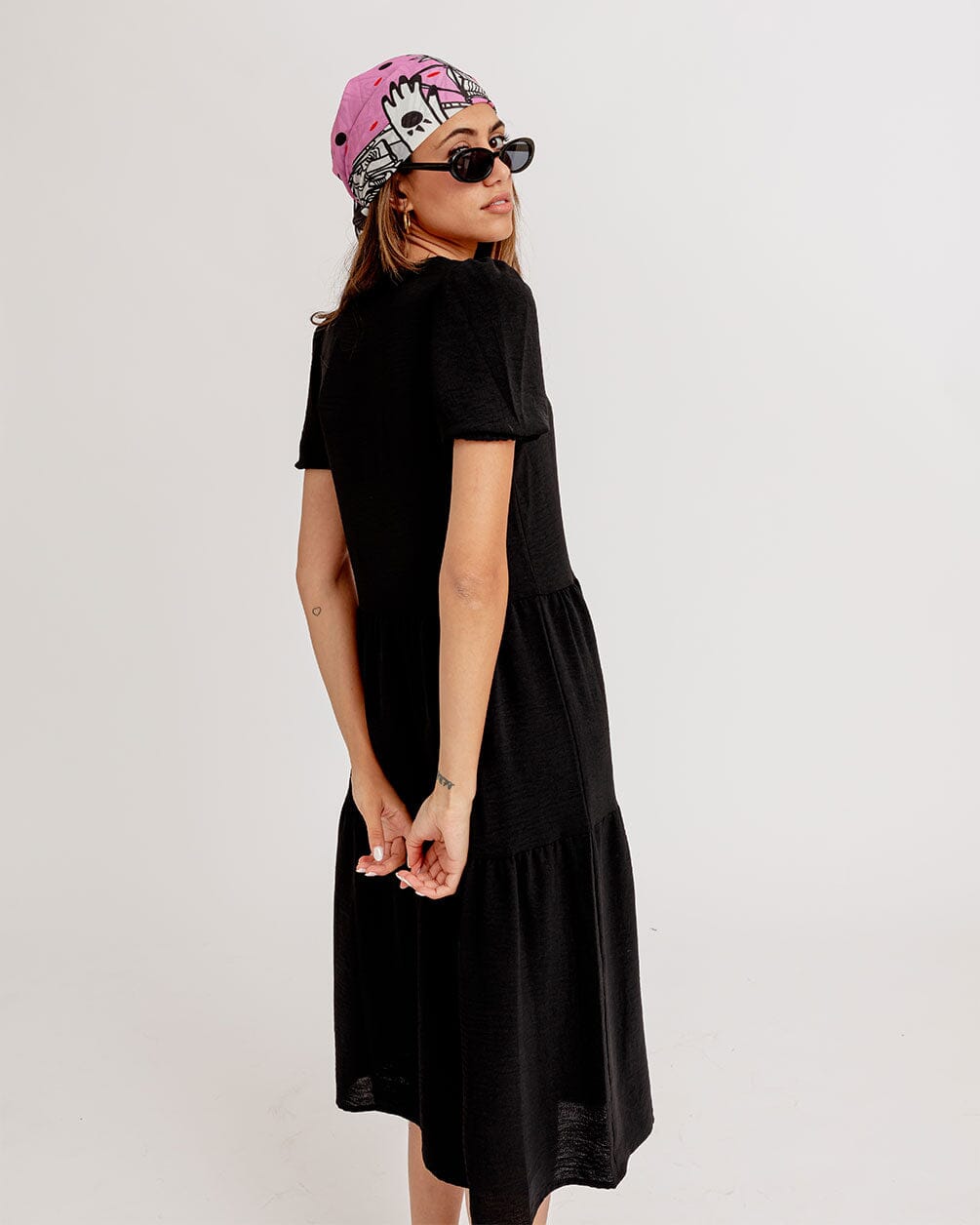 Black Ruffled Midi Dress Women Dress IN YOUR SHOE 