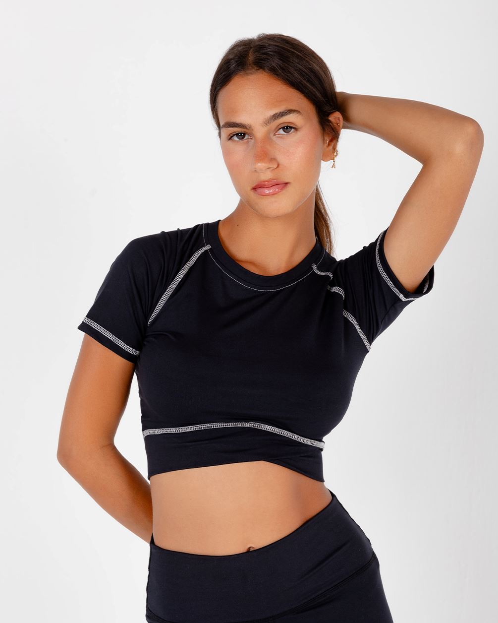 Black Stitched Cropped T-shirts Stitched Cropped T-shirts IN YOUR SHOE S 