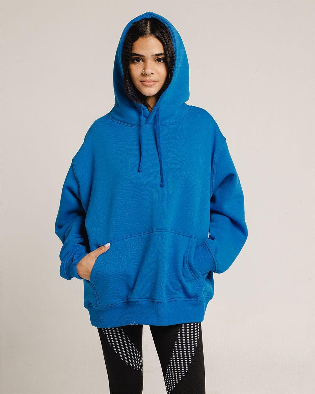 Blue hotsell hoodie plain