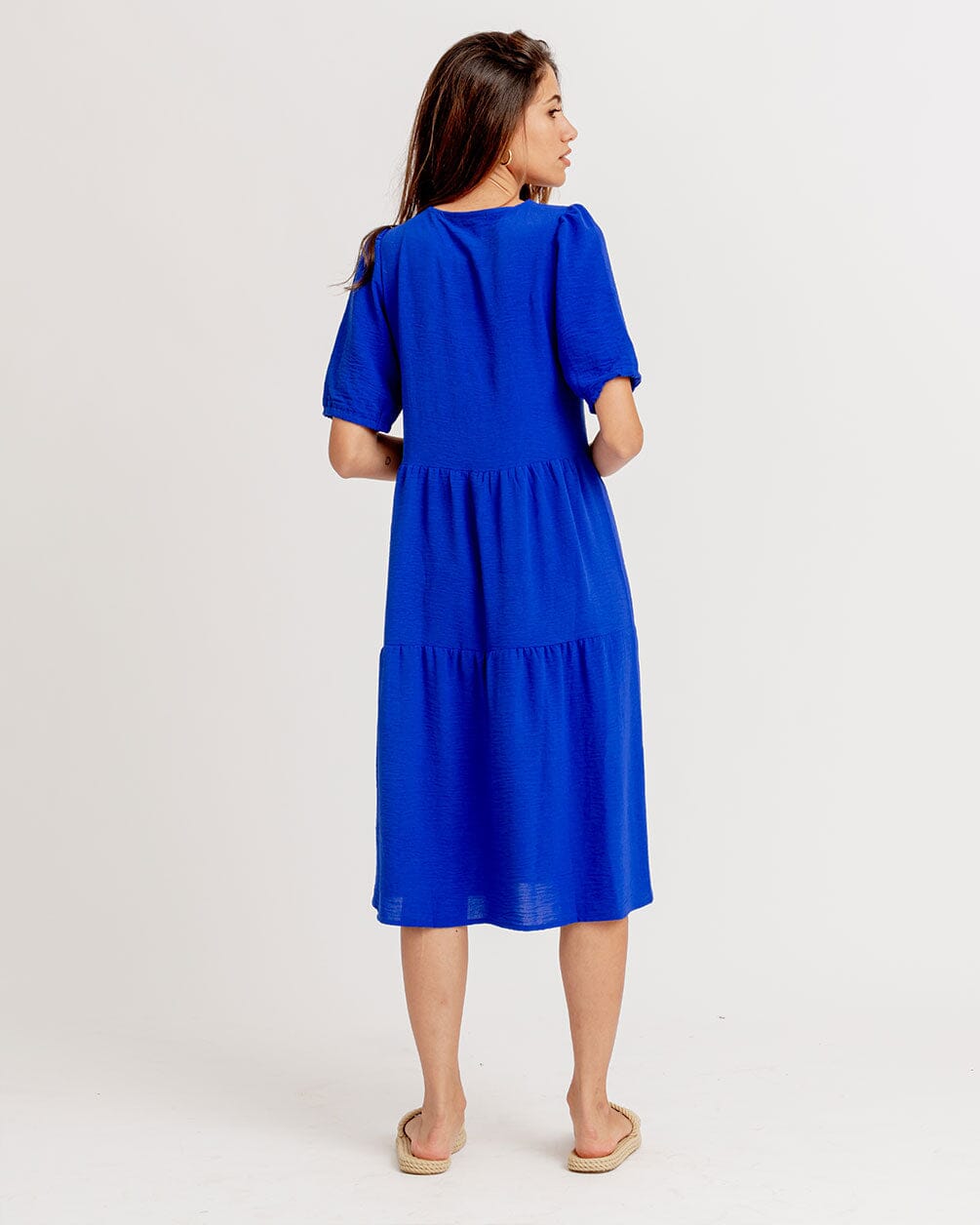 Blue Ruffled Midi Dress Women Dress IN YOUR SHOE 