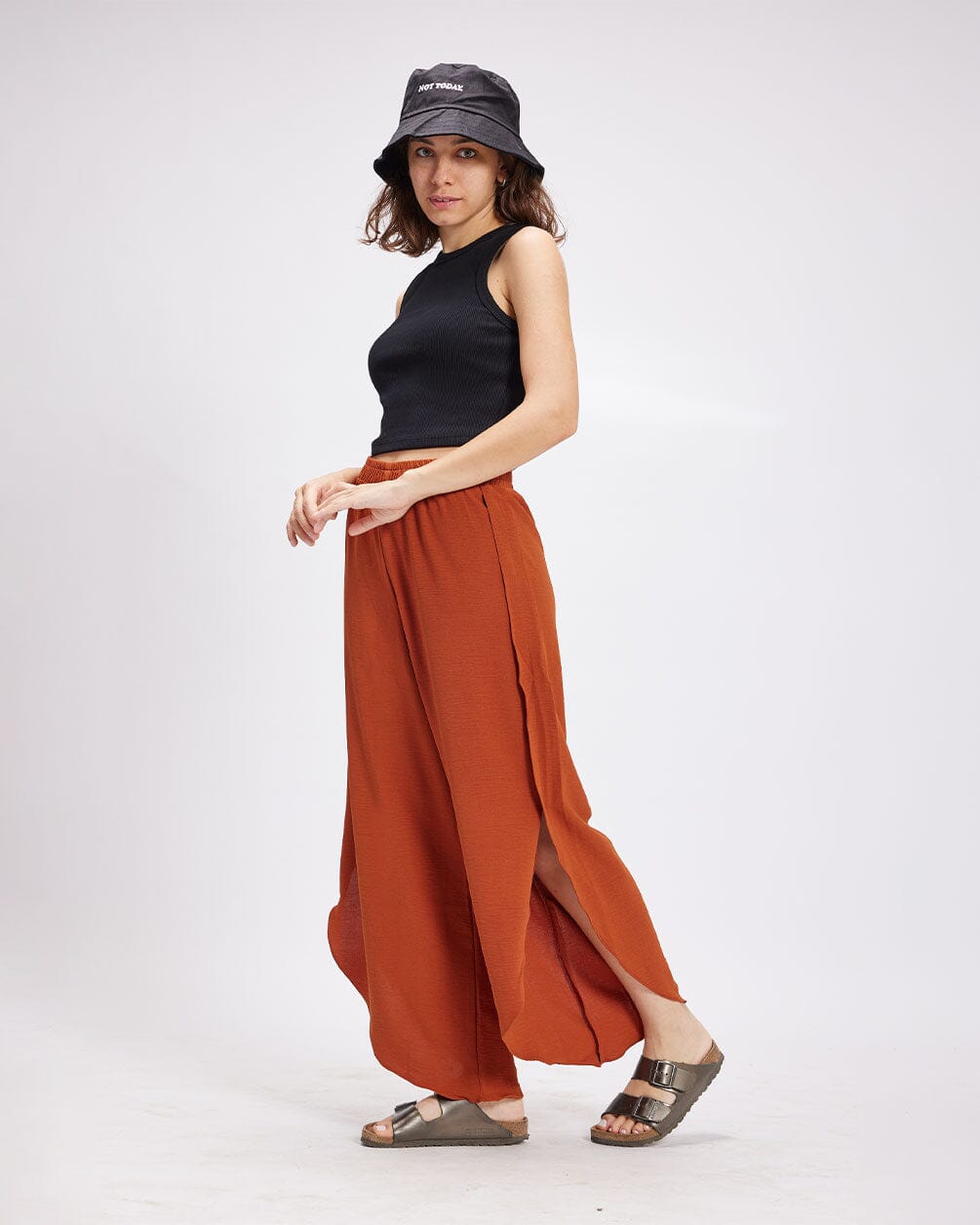 Brick Red Slit Pants Slit Pants IN YOUR SHOE M 