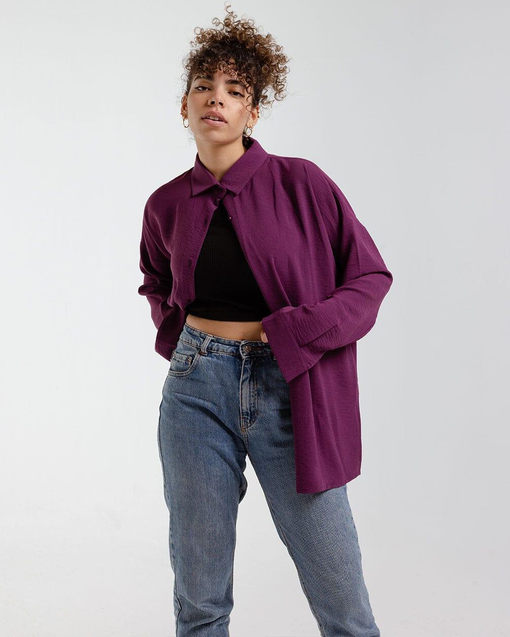 Burgundy Oversized Shirt Women Shirts IN YOUR SHOE 