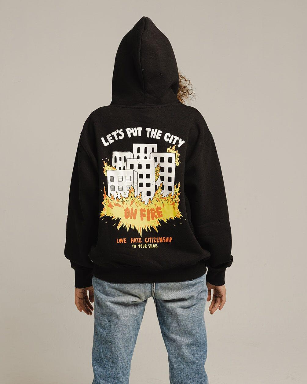 City On Fire Hoodie Printed Hoodies IN YOUR SHOE L 