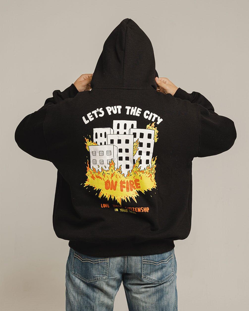 City On Fire Hoodie Printed Hoodies IN YOUR SHOE L 