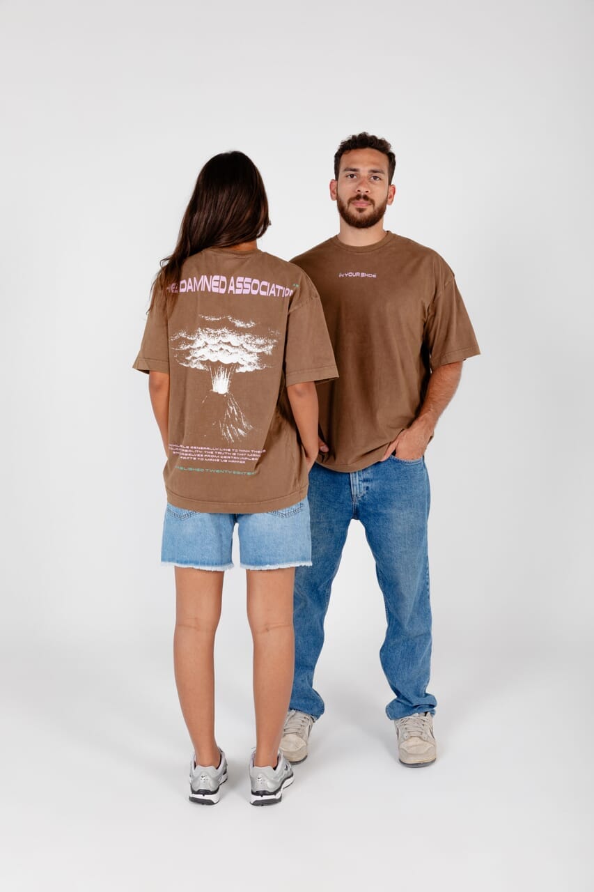 Damned Association Acid Washed Oversized Tee Printed Oversized Tees IN YOUR SHOE XL 