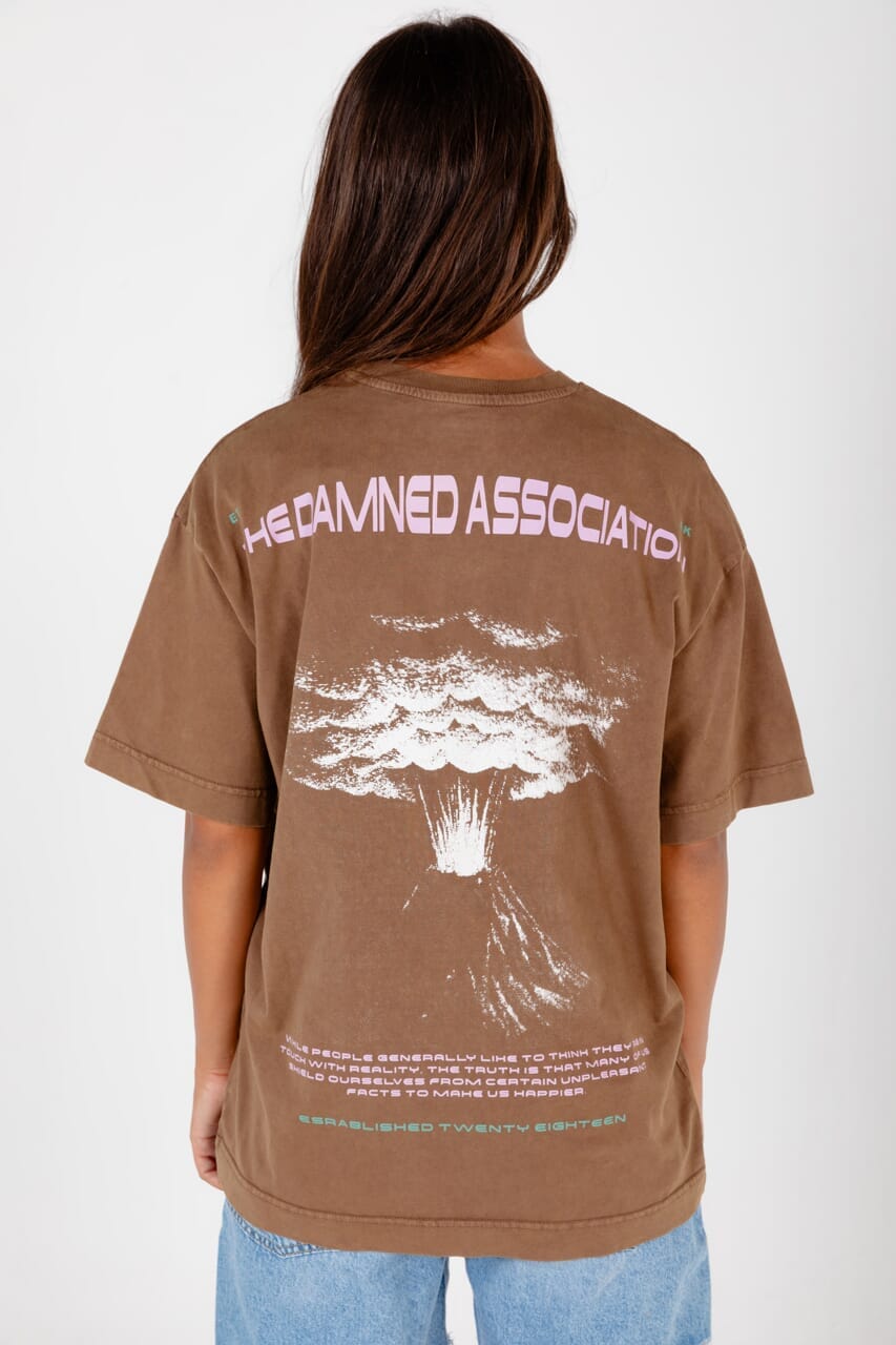 Damned Association Acid Washed Oversized Tee Printed Oversized Tees IN YOUR SHOE S 