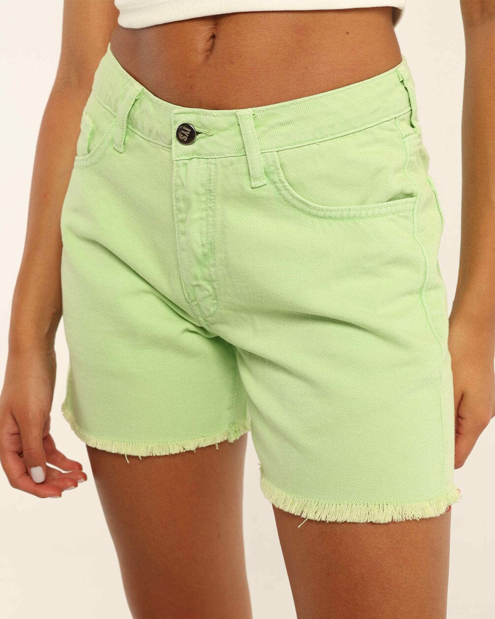 Green Denim Shorts Denim Short IN YOUR SHOE 34 