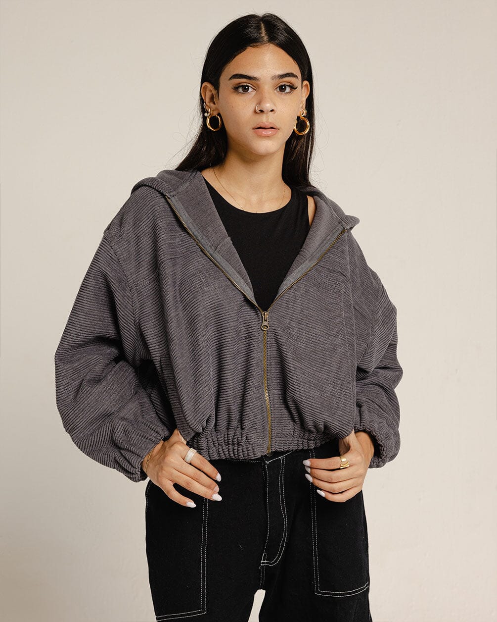 Grey Cropped Jacket Cropped Jacket IN YOUR SHOE 