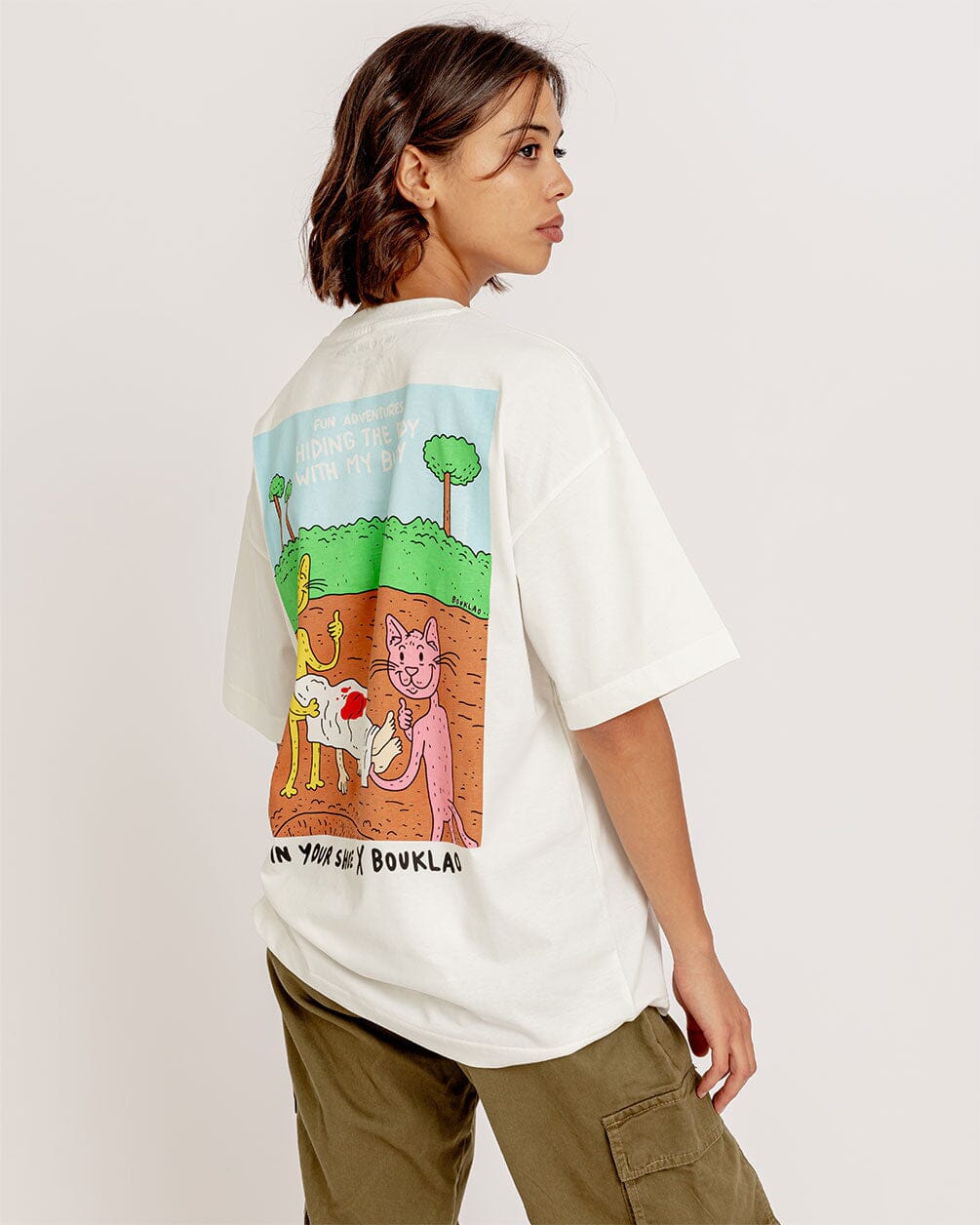 Hiding The Body Printed Oversized Tee Printed Oversized Tees IN YOUR SHOE 