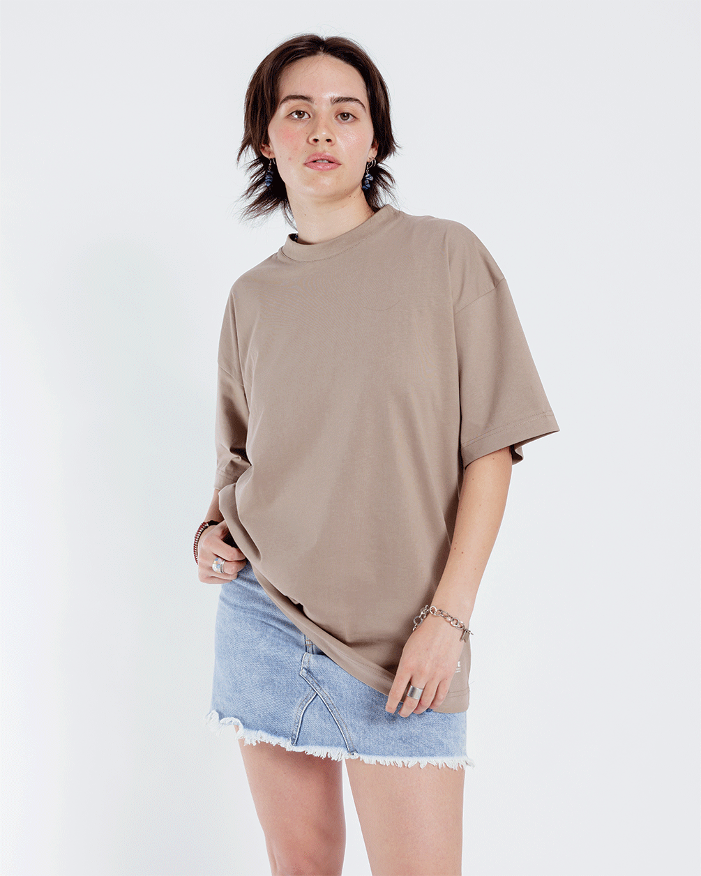 Khaki Basic Oversized Tee Basic Oversized Tees IN YOUR SHOE 