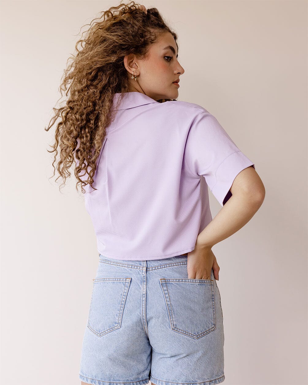 Lilac Cropped Shirt Women Shirts IN YOUR SHOE 