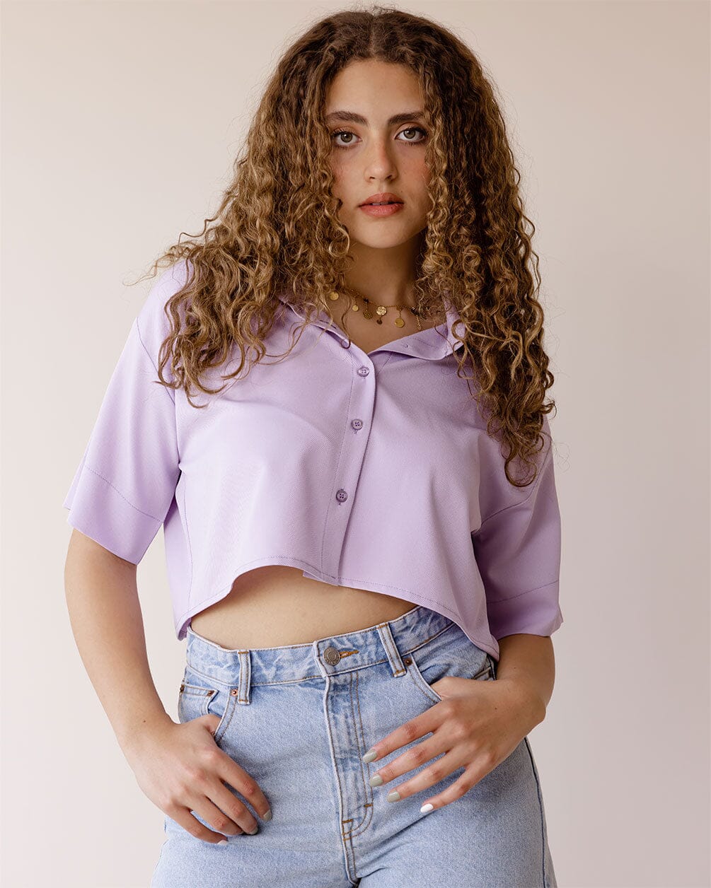Lilac Cropped Shirt Women Shirts IN YOUR SHOE 