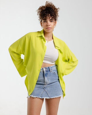 Lime Green Oversized Shirt Women Shirts IN YOUR SHOE 