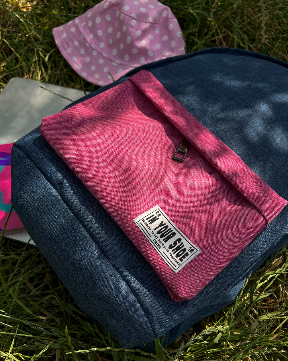 Navy Blue x Pink Backpack Backpacks IN YOUR SHOE 