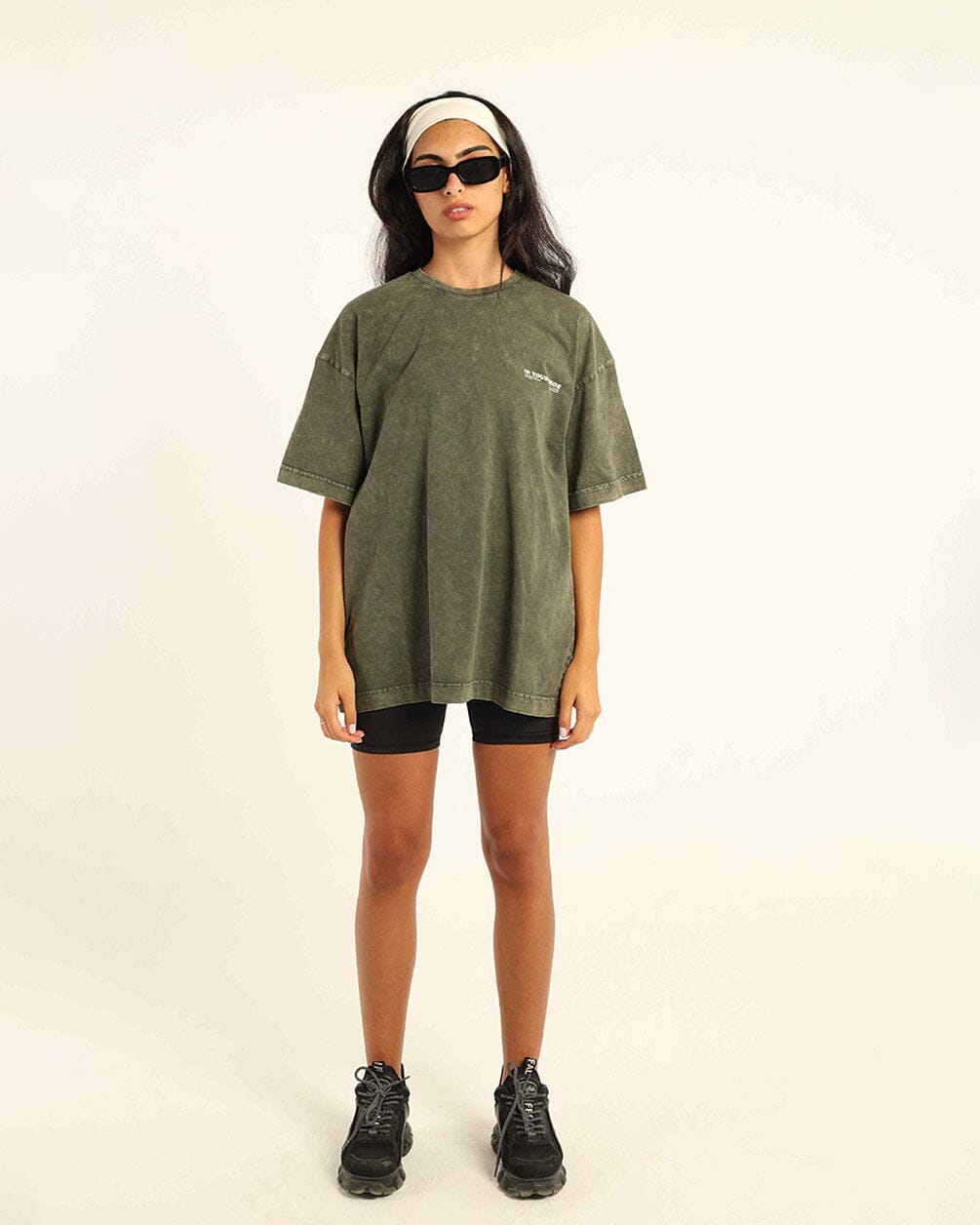 Olive Green Acid Washed Oversized Tee Washed Oversized Tee IN YOUR SHOE S 